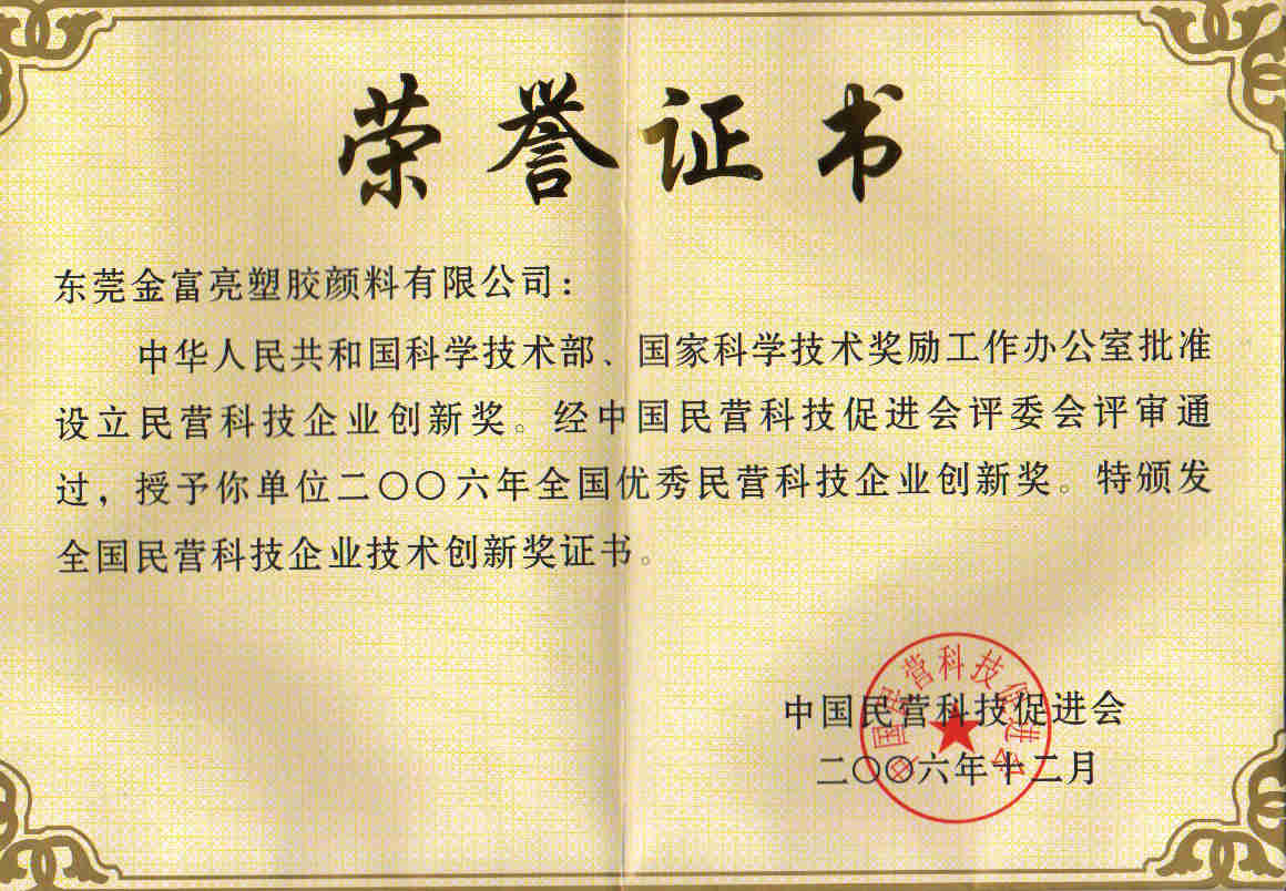 荣誉证书(中国民营科技企业)